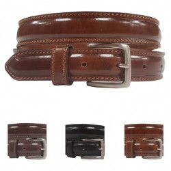 Ceinture cuir bombe double piqure 9135/40mm